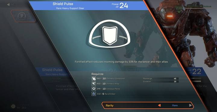 Select a blueprint to see which crafting materials you need to make a given item. - Crafting in Anthem - Crafting - Anthem Guide