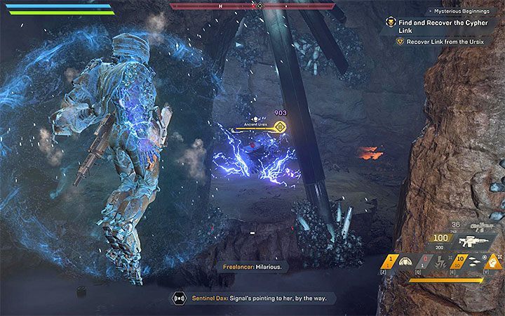 That is not all - after defeating the two Ursix, you will be attacked by an Ancient Ursix - Mysterious Beginnings | Anthem story missions walkthrough - Story missions - Anthem Guide