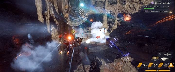 Collect Echoes and place them near the gate. Watch out, the enemies spawn point is nearby. - Heart of Rage | Strongholds in Anthem - Strongholds - Anthem Guide