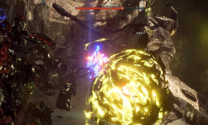 Fireballs appear out from nowhere. The only way to tell that they are going to appear is the glow behind your Javelins back. - Heart of Rage | Strongholds in Anthem - Strongholds - Anthem Guide