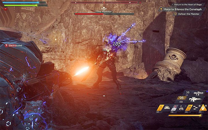 The third stage of the fight starts when the Monitor loses about half of his health bar - Repairs and Inspiration; Return to the Heart of Rage | Anthem walkthrough - Story missions - Anthem Guide