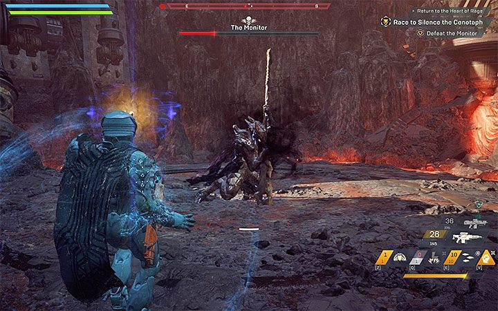 You dont have to deplete his entire health bar - Repairs and Inspiration; Return to the Heart of Rage | Anthem walkthrough - Story missions - Anthem Guide