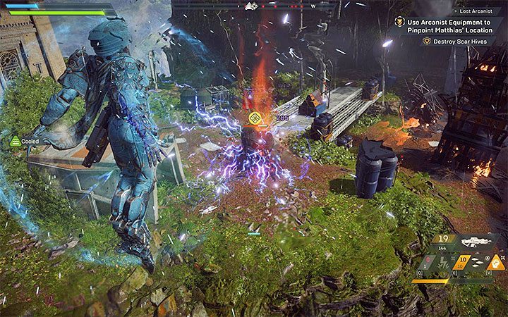 For the first time in a story mission, you have to use the radar in the top of the screen - follow the direction in which it pulsates - Lost Arcanist | Anthem story missions walkthrough - Story missions - Anthem Guide