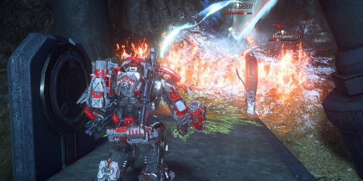 The remaining part of the squad (sometimes one person should be enough) fights off scorpions attacks and defends the other part of the team - Tyrant Mines | Strongholds in Anthem - Strongholds - Anthem Guide