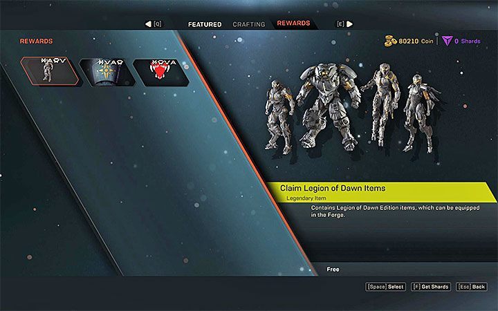 Go to the last tab - Rewards - How to claim pre-order and Legion of Dawn bonuses in Anthem? - FAQ - Anthem Guide
