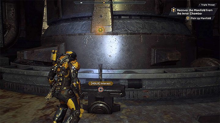 Once all symbols are in their correct colors, the barrier will disappear - How to deactivate the barrier (Triple Threat mission) in Athem? - Puzzles solutions - Anthem Guide