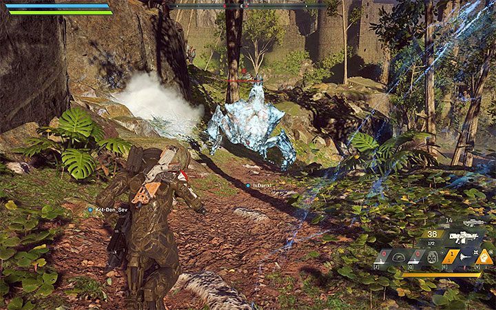 Grenades - Frost Grenade (marked with a crosshair icon) is useful in performing combos - Ranger class javelin in Anthem - Javelin Classes - Anthem Guide