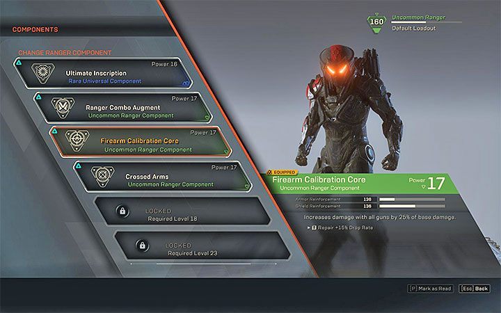 Components - Firearm Calibration Core will increase your damage - Ranger class javelin in Anthem - Javelin Classes - Anthem Guide