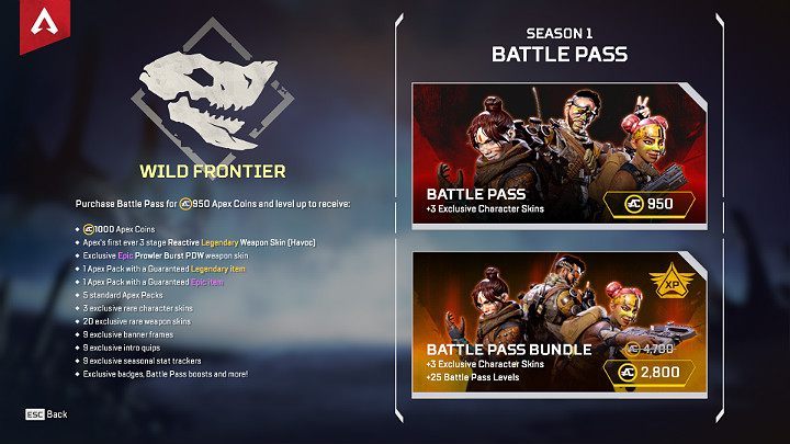 To activate your battle pass in Apex Legends, you will need the right amount of Apex Coins - Season 1 - Wild Frontier | Apex Legends - Season in Apex Legends - Apex Legends Guide