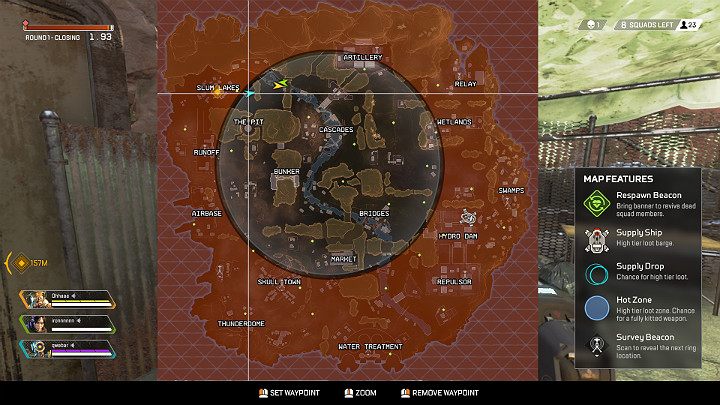 Round 1 ends with the information that the Arena circle has become smaller - Round 1 - Beginning of the match in Apex Legends - The match and rounds - Apex Legends Guide