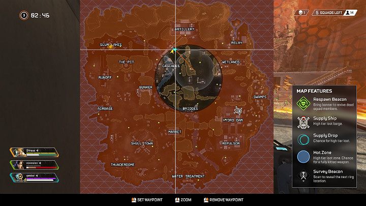 At this moment, the ring encloses really fast, and the players have much less area to walk around freely - Round 3 and 4 - match ending in Apex Legends - The match and rounds - Apex Legends Guide