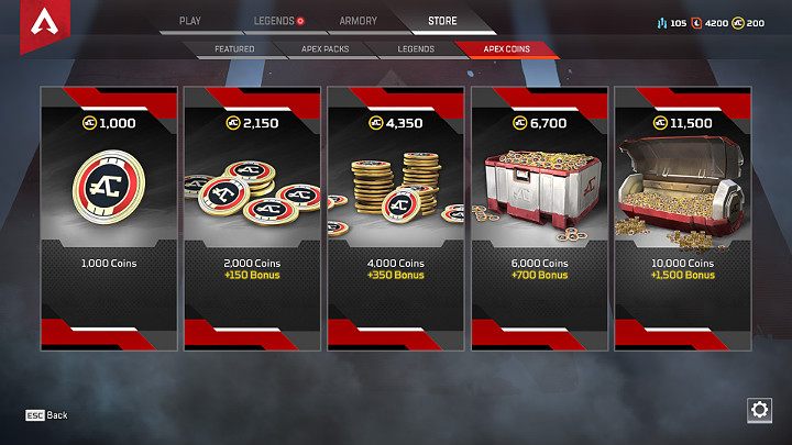 Apex Coins can be bought through the game menu, for real money - Microtransactions in Apex Legends - Currency and Apex packs - Apex Legends Guide