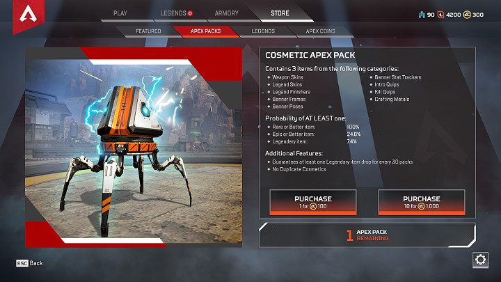 Apex Packs can be acquired in one of two ways - Crafting and currency in Apex Legends - Currency and Apex packs - Apex Legends Guide
