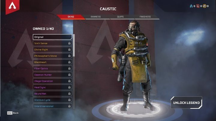 A detailed description of the features and the proposed way of playing this Caustic can be found on a dedicated guide page - All Legends in Apex Legends - Legends - Apex Legends Guide