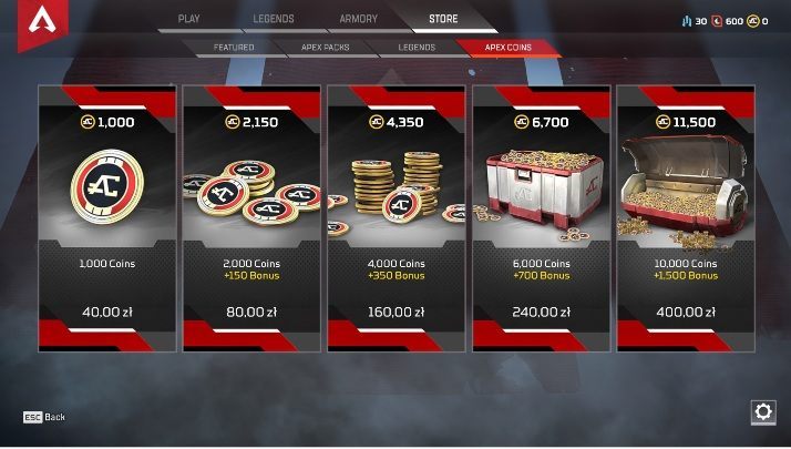 In APEX LEGENDS, you can buy various cosmetics and new characters - In-game currencies in Apex Legends - Currency and Apex packs - Apex Legends Guide