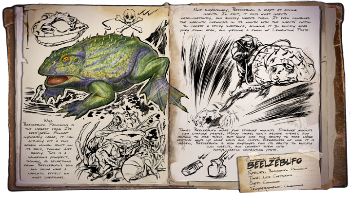 Beelzebufo is a creature useful both in resource collecting, as well as when taming another creature - ARK: Creatures useful at taming - most useful - Most useful dinosaurs - ARK Survival Evolved Guide