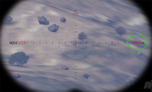 Once you've found one, hover the red dot in the center of your rangefinder vision - Long distance shooting - Arma III - Game Guide and Walkthrough