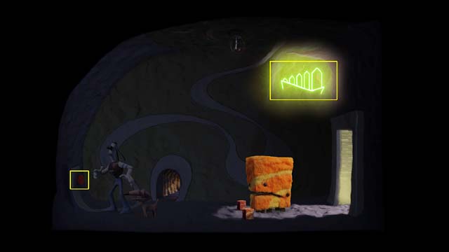 The hint to this puzzle is the picture, which has appeared after pushing the red button on the wall in the room on the lowest level of the tower, where Tommy comes at the beginning of the gameplay - Emerald chamber - Fourth tower - Armikrog - Game Guide and Walkthrough