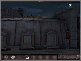 Before she climbs up towards the antenna she needs to create some rungs on her own, using the pieces of the grating and boards - Paris, France, April 15-17, 2008 - Jack Duprees Apartment - April 15-17, 2008 - Art of Murder: Hunt For The Puppeteer - Game Guide and Walkthrough