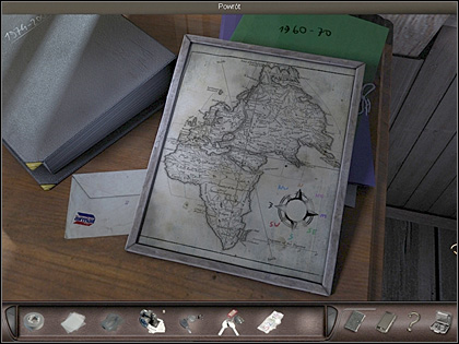 The code (52314) gives the directions on how to turn the hooks (for example, the first one to be turned is the fifth hook), and the description on wind rose the final position of each hook - Paris, France, April 15-17, 2008 - Jack Duprees Apartment - April 15-17, 2008 - Art of Murder: Hunt For The Puppeteer - Game Guide and Walkthrough