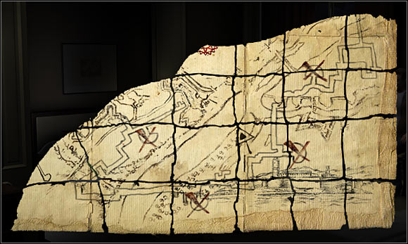 Inside she finds a journal and some scraps, which turn out to be the pieces of some kind of map after she pulls them out (left click on the open casket) - Paris, France, April 15-17, 2008 - Hotel - April 15-17, 2008 - Art of Murder: Hunt For The Puppeteer - Game Guide and Walkthrough