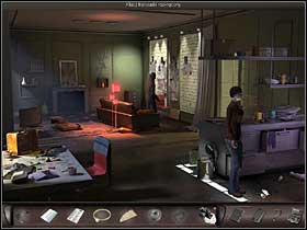 Then Nicole approaches the table in the lower left corner and browses through the stuff laying on it (close up) and takes a photo of all those things - Paris, France, April 15-17, 2008 - Marc Taine's Apartment - April 15-17, 2008 - Art of Murder: Hunt For The Puppeteer - Game Guide and Walkthrough