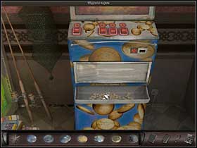 Miss Bonnet starts playing the machine (close up) - Azarra, Spain, April 18, 2008 - Workshop; antique shop; fountain; store - April 18, 2008 - Art of Murder: Hunt For The Puppeteer - Game Guide and Walkthrough