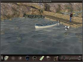 She then heads towards the second boat and examines it (zoom in) - Marseilles, France, April 19, 2008 - Gate; wall; phone booth; harbor - April 19, 2008 - Art of Murder: Hunt For The Puppeteer - Game Guide and Walkthrough