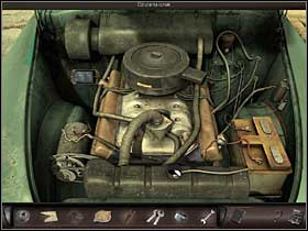 Miss Bonnet check the gloves compartment and takes a nut and a flat key - Havana, Cuba, April 20, 2008 - Archive, car; tap in the tenement house - April 20, 2008 - Art of Murder: Hunt For The Puppeteer - Game Guide and Walkthrough