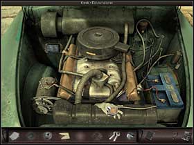 She fills the radiator with water from the carrier bag and tries to plug the hole - Havana, Cuba, April 20, 2008 - Archive, car; tap in the tenement house - April 20, 2008 - Art of Murder: Hunt For The Puppeteer - Game Guide and Walkthrough