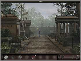 Upon parking her bike Nicole heads to the cemetery - Paris, France, April 23, 2008 - Montmartre Cemetery - April 23, 2008 - Art of Murder: Hunt For The Puppeteer - Game Guide and Walkthrough