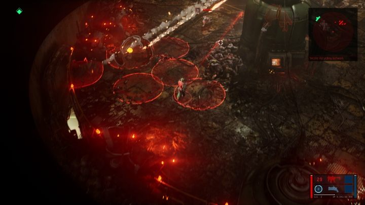 Avoid the attacks marked with a red circle - that's where the bullets fired by the boss will land. - The Ascent: Papa Feral boss - how to beat? - Bosses - The Ascent Guide