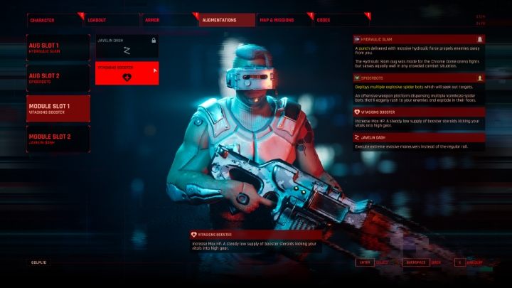 In addition to developing the abilities, in The Ascent, you can also improve the character by using augmentations, that is special items providing passive bonuses - The Ascent: Character development - Basics - The Ascent Guide