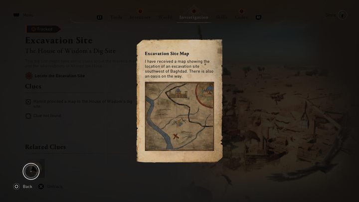 Although the drawing itself is rather primitive and does not reflect the scale of the actual area, it contains several landmarks by which you will be able to locate the Excavation Site - AC Mirage: How to find Excavation Site? - AC Mirage: FAQ - AC Mirage Guide