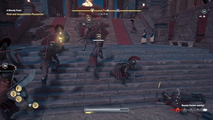 You have to find and kill Pausanias, which may not be so easy, as he can be guarded by a real army of soldiers - AC Odyssey: The Cultist King - Main Storyline - Assassins Creed Odyssey Guide