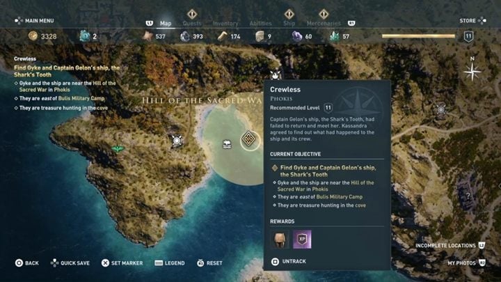 You have to go to the bay, to the right of the Hill of the Sacred War - AC Odyssey: Phokis, Side Quests - Side Quests - Assassins Creed Odyssey Guide