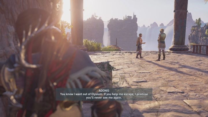 Once you use Wings of Hermes, talk to Hermes and Adonis - AC Odyssey Fate of Atlantis: A Lover and A Fighter - Episode 1 - Fields of Elysium - Assassins Creed Odyssey Guide