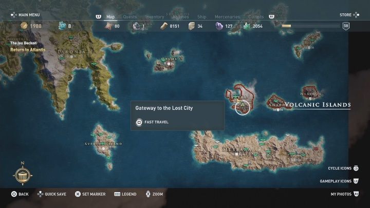 The entrance to Atlantis is found on the Island of Thira - AC Odyssey Fate of Atlantis: The Isu Beckon - Episode 1 - Fields of Elysium - Assassins Creed Odyssey Guide
