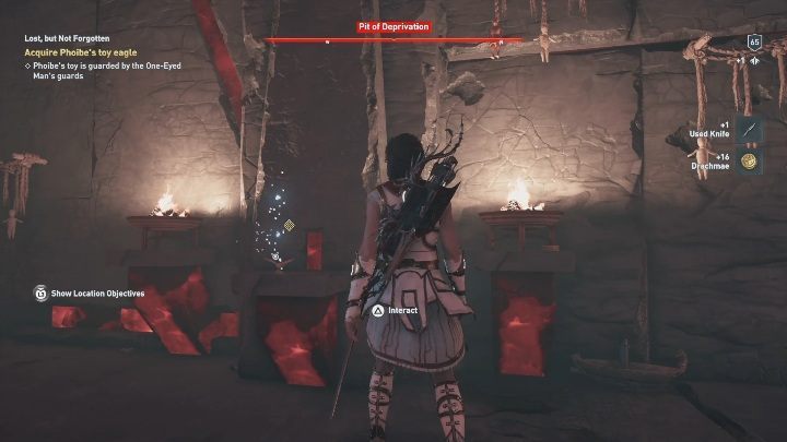 The figure you are looking for is at the end of the building - AC Odyssey Fate of Atlantis: Lost and Found - Episode 2 - Torment of Hades - Assassins Creed Odyssey Guide