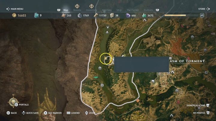 Den of Judgment is located in the southern part of the location - AC Odyssey Fate of Atlantis: Chasm of Torment, Torment of Hades map - Episode 2 - Torment of Hades - Assassins Creed Odyssey Guide