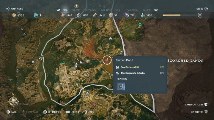 There are two Ainigmata Ostraka in this region - AC Odyssey Fate of Atlantis: The Scorched Lands, Torment of Hades map - Episode 2 - Torment of Hades - Assassins Creed Odyssey Guide