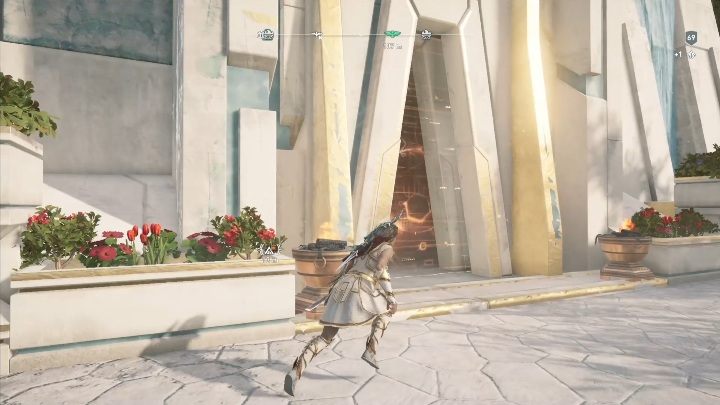 The entrance to the archive is at the bottom of the building - AC Odyssey Fate of Atlantis: The Tinia Archive - Archives - Assassins Creed Odyssey Guide