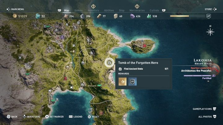 Location of the tomb: Eastern part of Lakonia - AC Odyssey: Tombs in Lakonia - Tombs - Assassins Creed Odyssey Guide