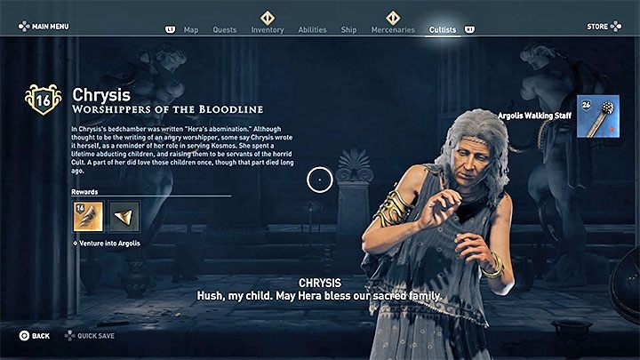 The main quests of the fifth chapter of the main plot are related to Chrysis; mostly those in the Argolis region - AC Odyssey: Where to find Chrysis? - FAQ - Assassins Creed Odyssey Guide