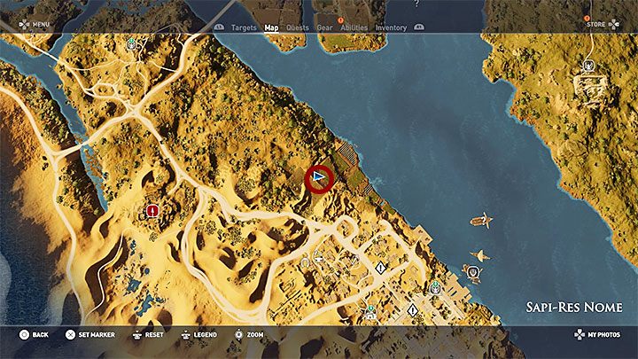 Get to that place and examine it (see above) - Papyrus Puzzle in Kanopos Nome - Papyruses - Assassins Creed Origins Guide