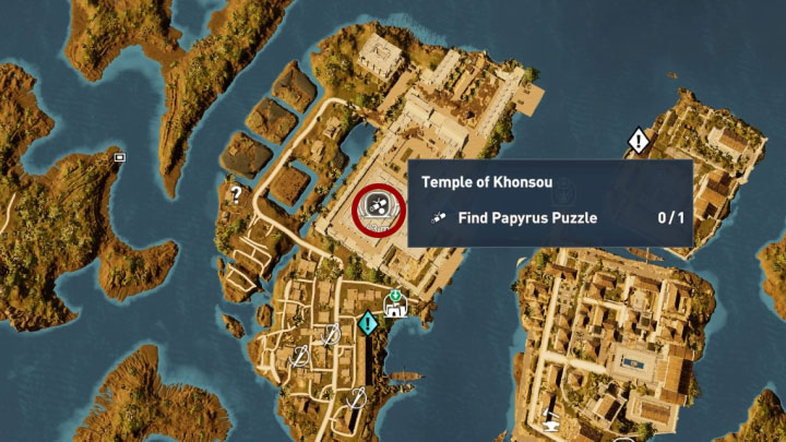This papyrus is located in Temple of Khonsou in Herakleion Nome province - Papyrus Puzzle in Herakleion Nome - Papyruses - Assassins Creed Origins Guide