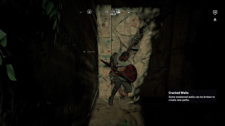 In order to get inside, you have to break the wall with your weapon - Tombs in Haueris Nome Walkthrough - Tombs - Assassins Creed Origins Guide