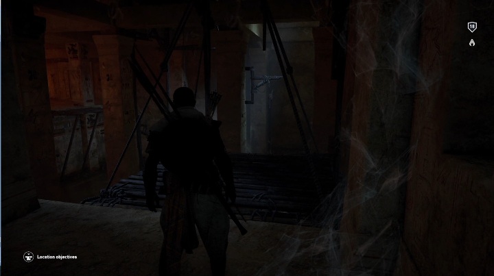 In order to reach the tablet, you have to use the counterweight to get across the room - Tombs in Haueris Nome Walkthrough - Tombs - Assassins Creed Origins Guide