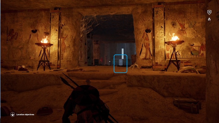 There are a couple lvl 34 enemies around the tablet - Tombs in Haueris Nome Walkthrough - Tombs - Assassins Creed Origins Guide