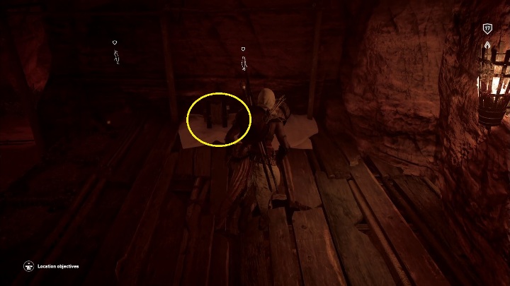 You must place wooden parts on its opposite side to make it go down - Tombs in Giza Walkthrough - Tombs - Assassins Creed Origins Guide